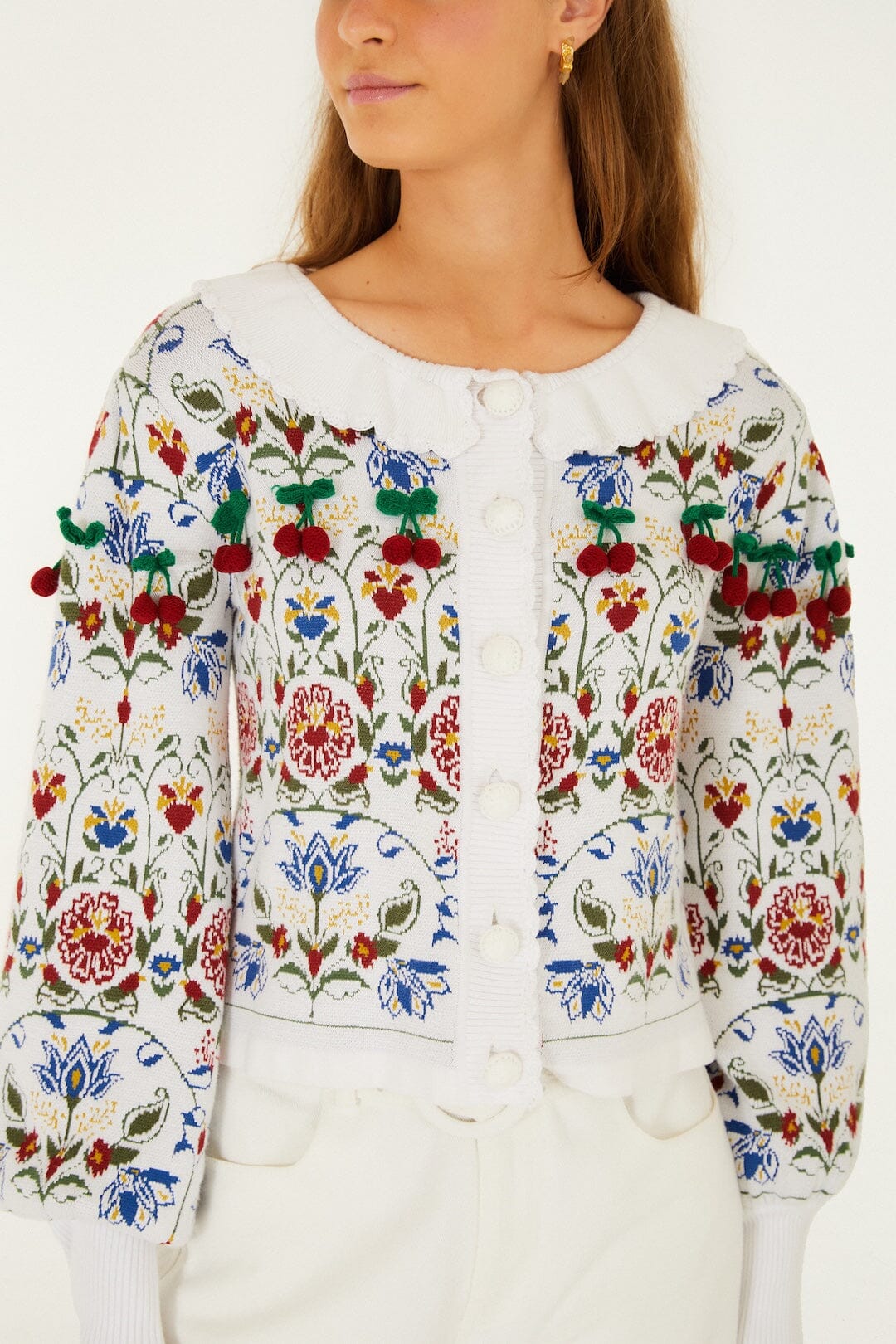 Stitched Garden Off White Cardigan - Stitched Garden Off White
