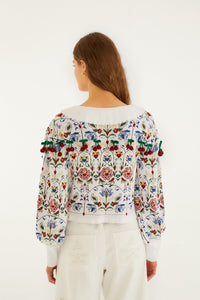 Stitched Garden Off White Cardigan - Stitched Garden Off White