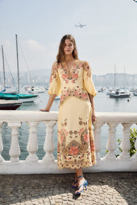 DIFFUSELY_Flower Poetry Sand Robe midi - Flower Poetry Sand