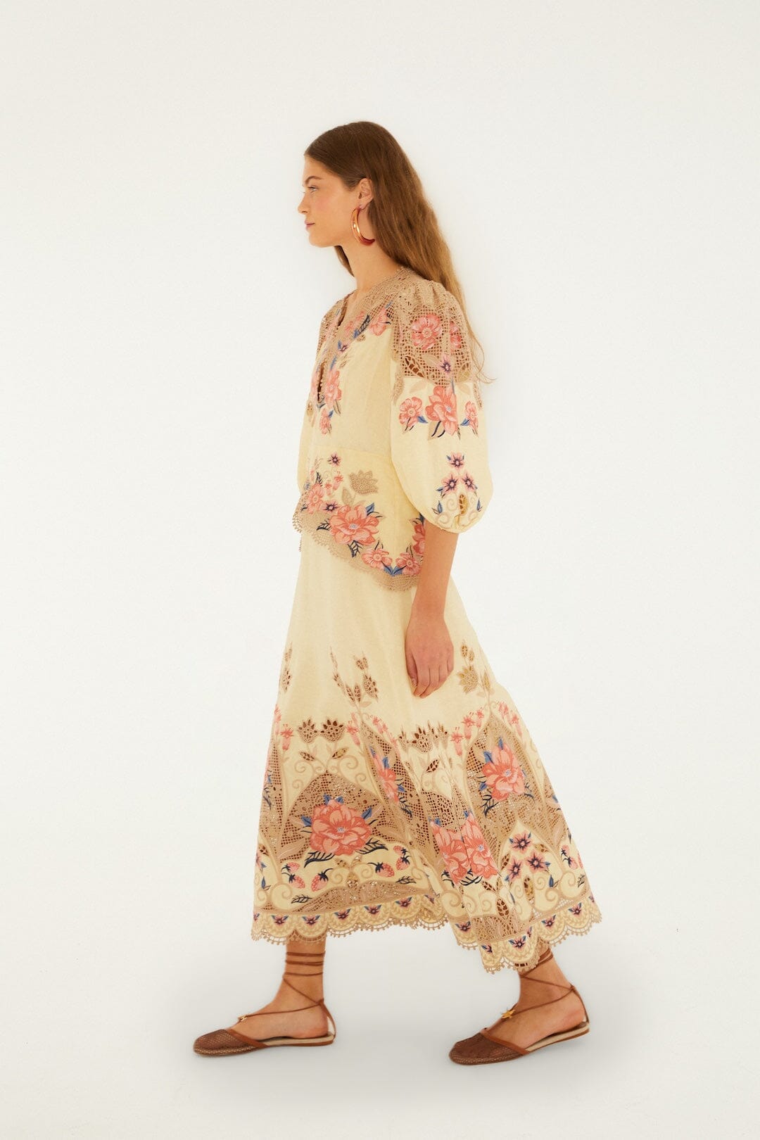 Flower Poetry Sand Robe midi - Flower Poetry Sand