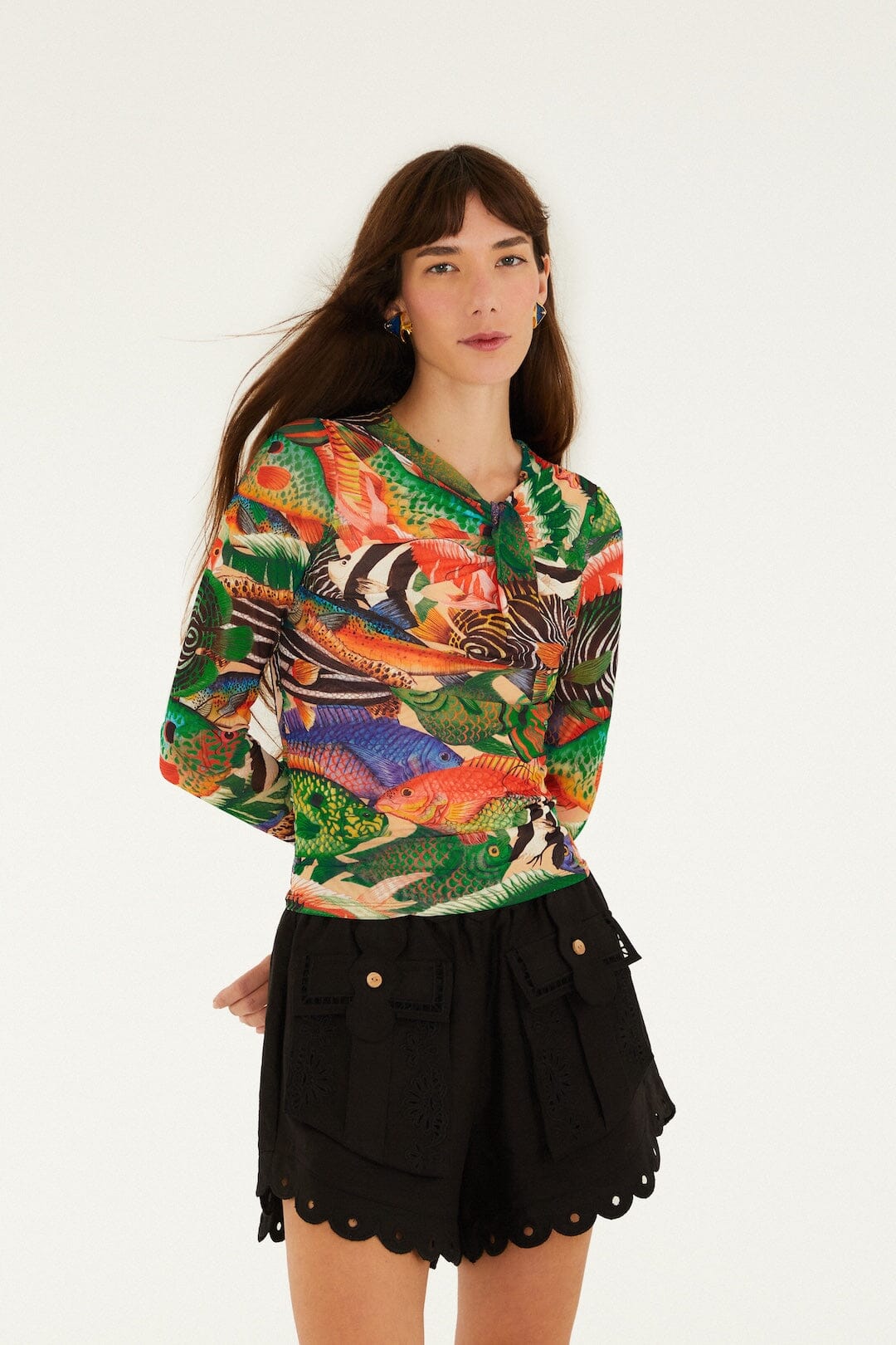 Fish Sea Multicolor Blouse - Fish Sea Multicolor