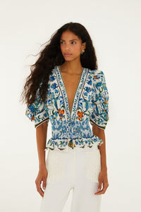 Flora Tile Off White Chemises & Blouses - Flora Tile Off White
