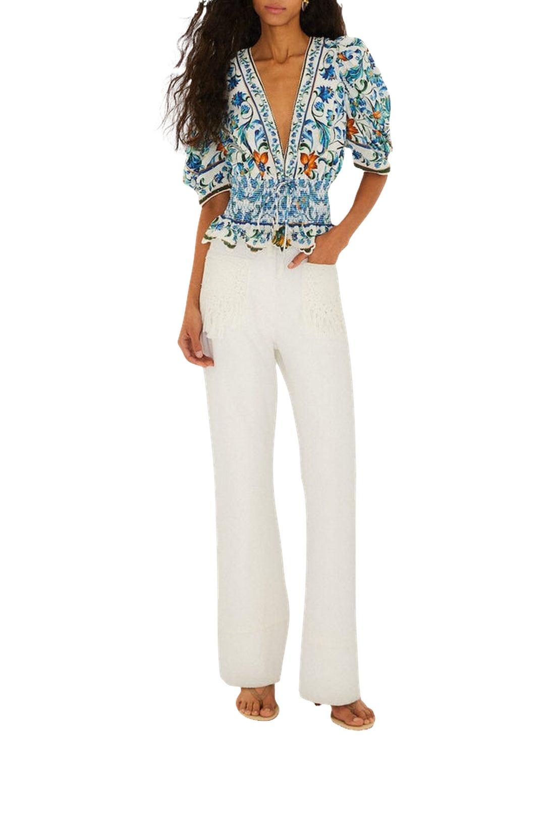 Chemise Flora Tile en lin - Blanc