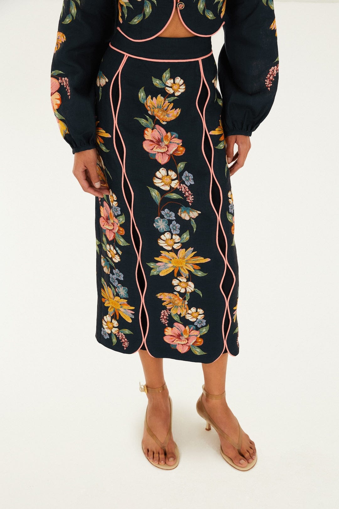 Maira Floral Dark Blue Jupe - Maira Floral Dark Blue