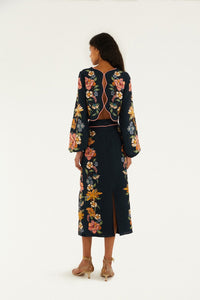 Maira Floral Dark Blue Jupe - Maira Floral Dark Blue