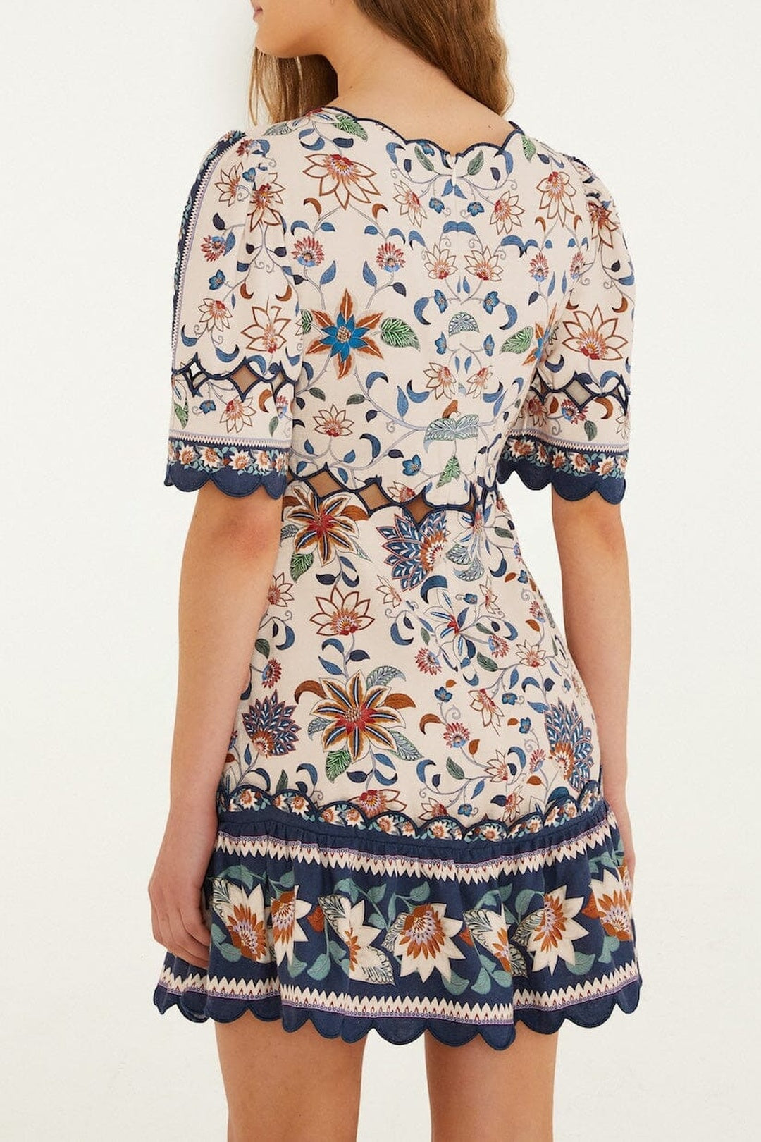 Robe courte Floral Delhi en lin - Rose