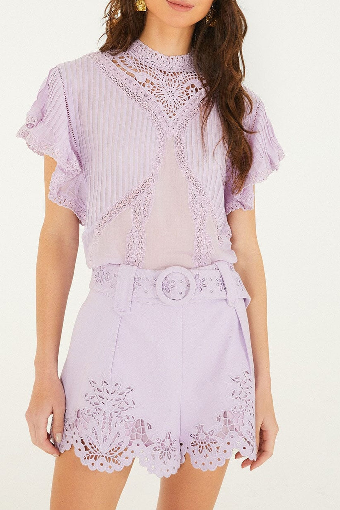 Short Geometric Richelieu en lin - Violet