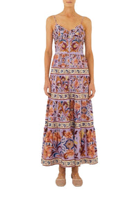 Robe longue Flower Tiles - Violet