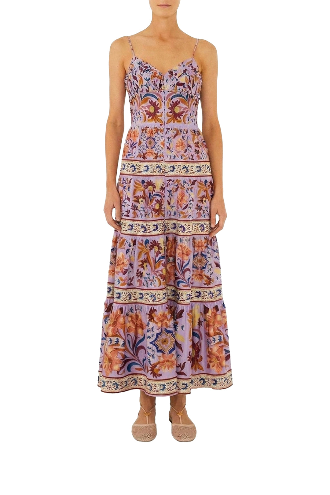 Robe longue Flower Tiles - Violet