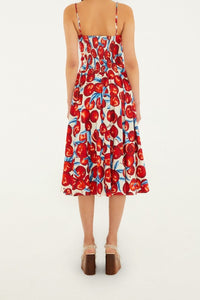 Robe midi Cherry Blossom en lin - Rose