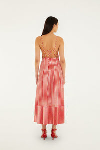 Checkered Stripes Off White Robe longue - Checkered Stripes Off White