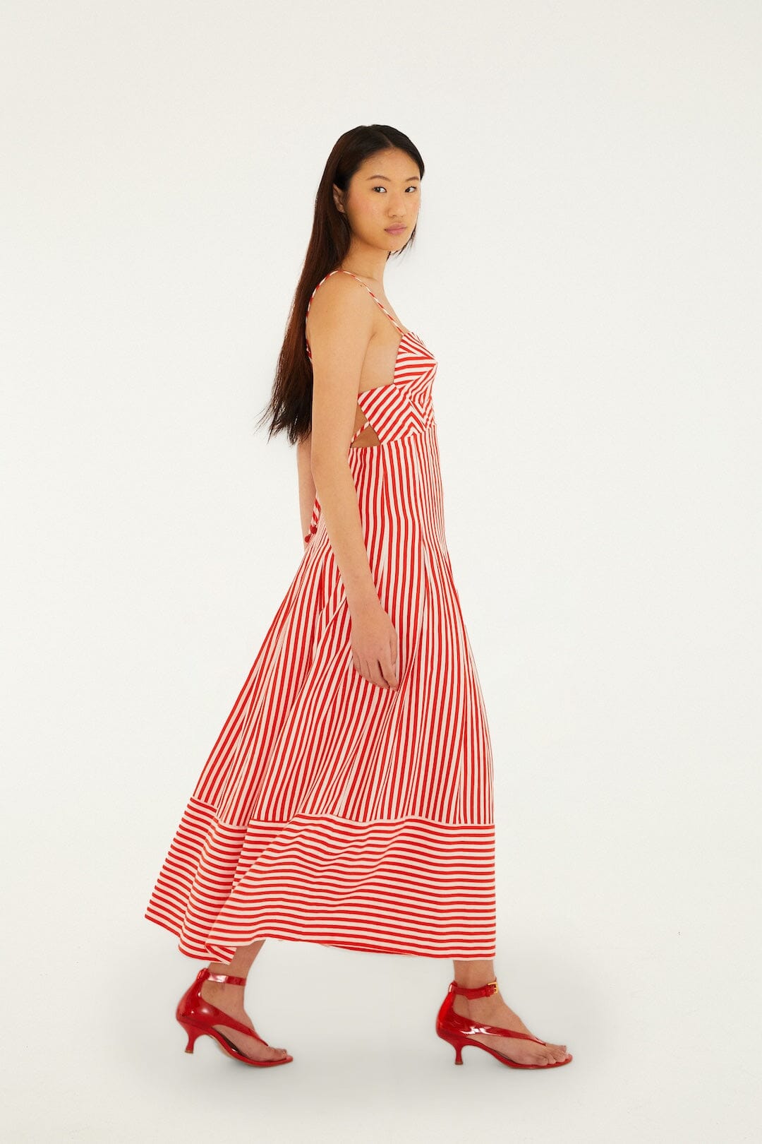 Checkered Stripes Off White Robe longue - Checkered Stripes Off White