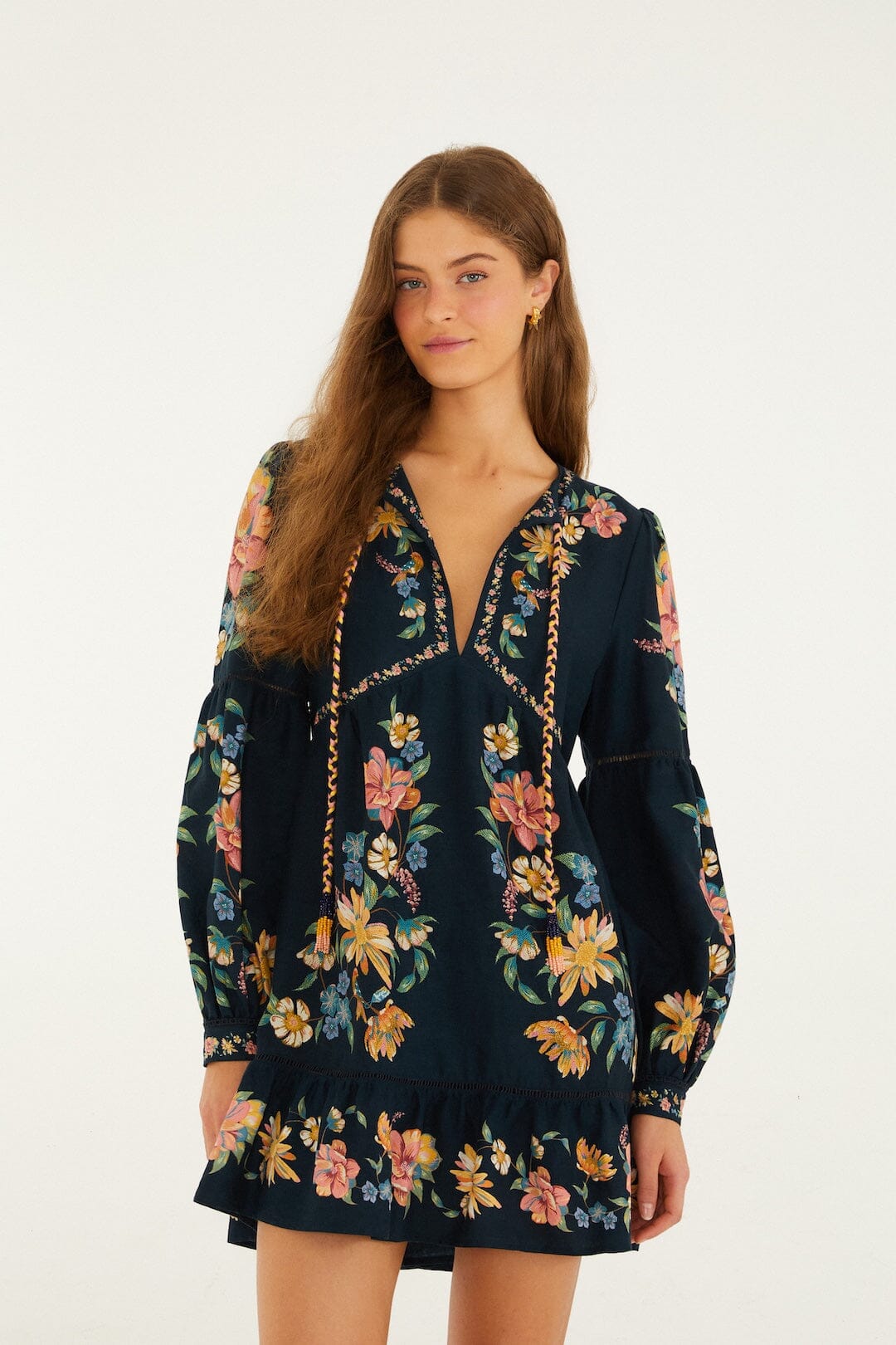 Maira Floral Dark Blue Robe courte - Maira Floral Dark Blue