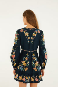 Maira Floral Dark Blue Robe courte - Maira Floral Dark Blue
