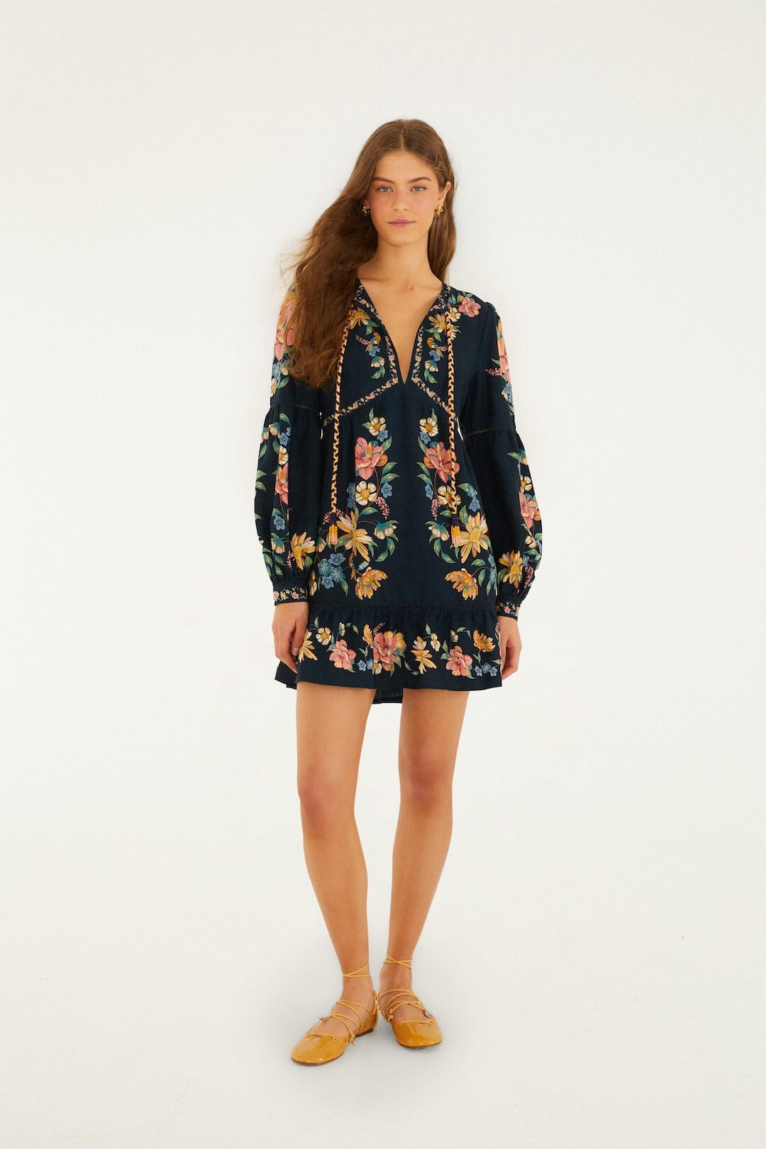 Maira Floral Dark Blue Robe courte - Maira Floral Dark Blue