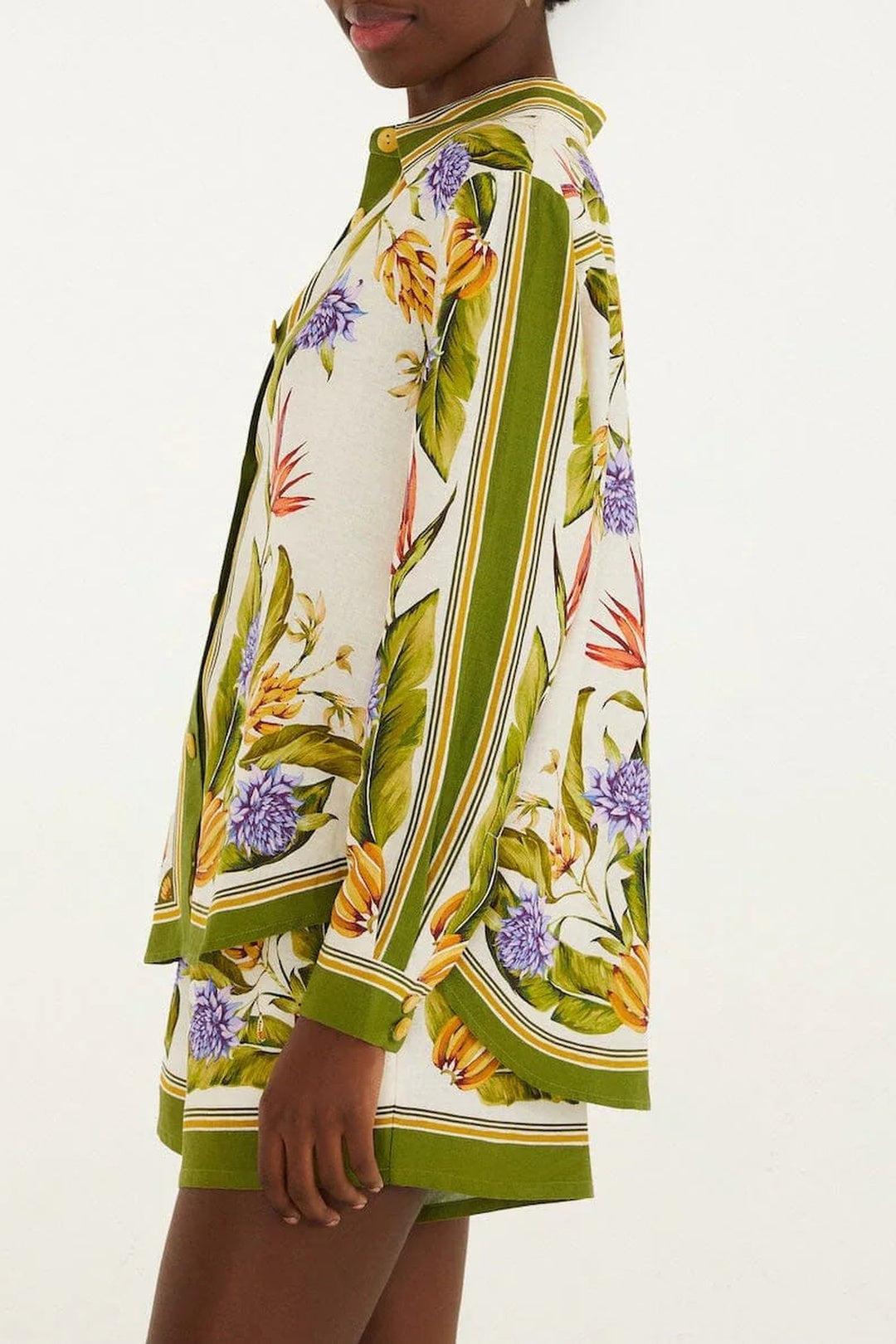 Short Tropical en lin - Vert