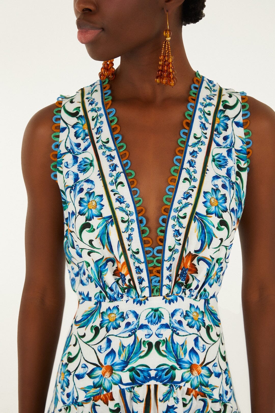 Flora Tile Off White Robes midi - Flora Tile Off White