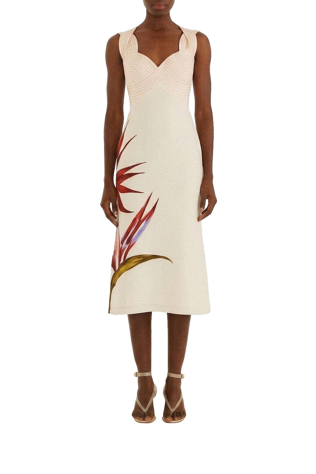 Robe midi Strelitzia en lin - Beige