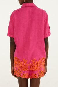 Short Fruit Richelieu en lin - Rose