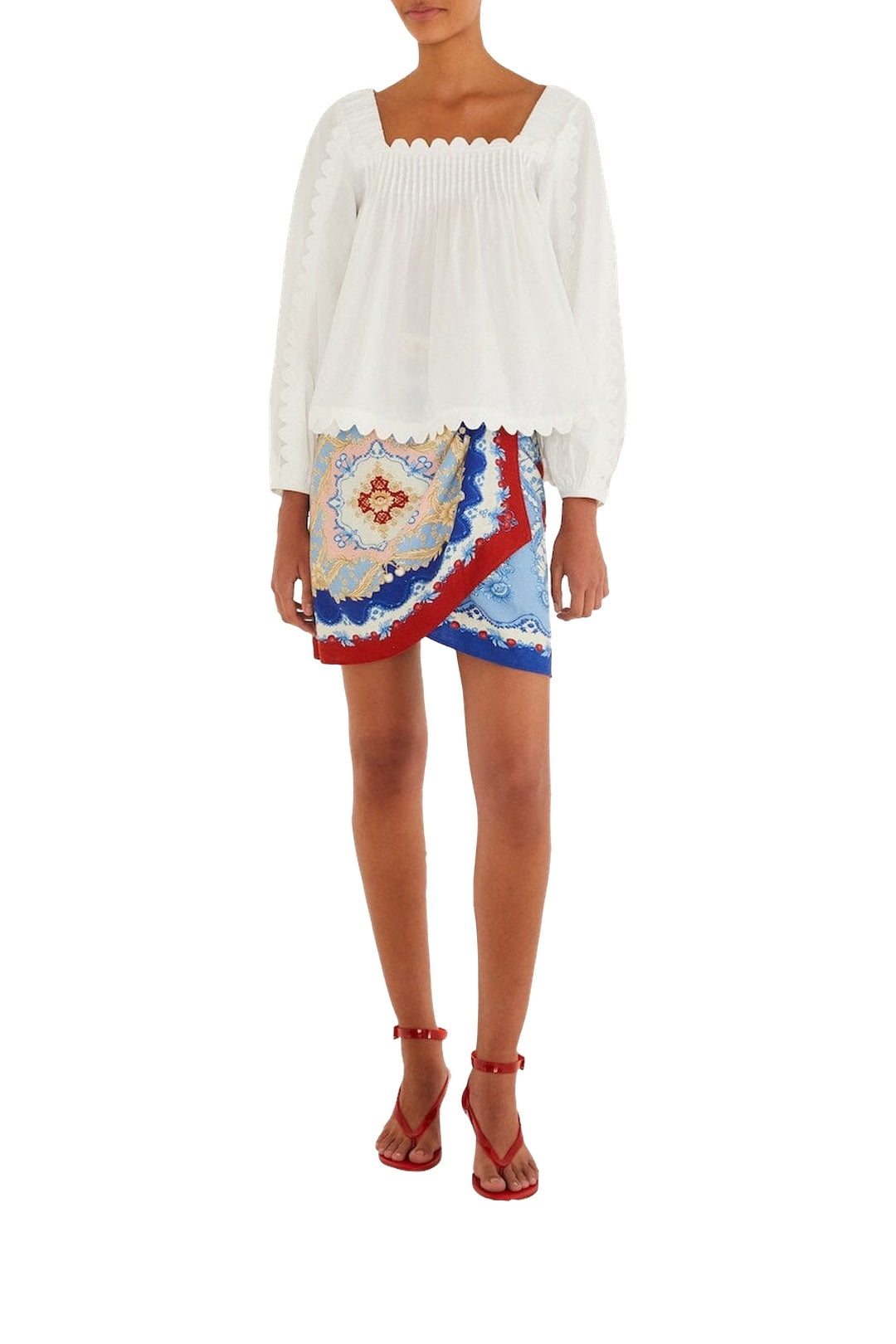 NEW_DIFFUSELY_Cherry Royalty Scarf Blue Jupe - Cherry Royalty Scarf Blue
