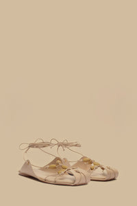 Sandales à lacer en cuir - Rose