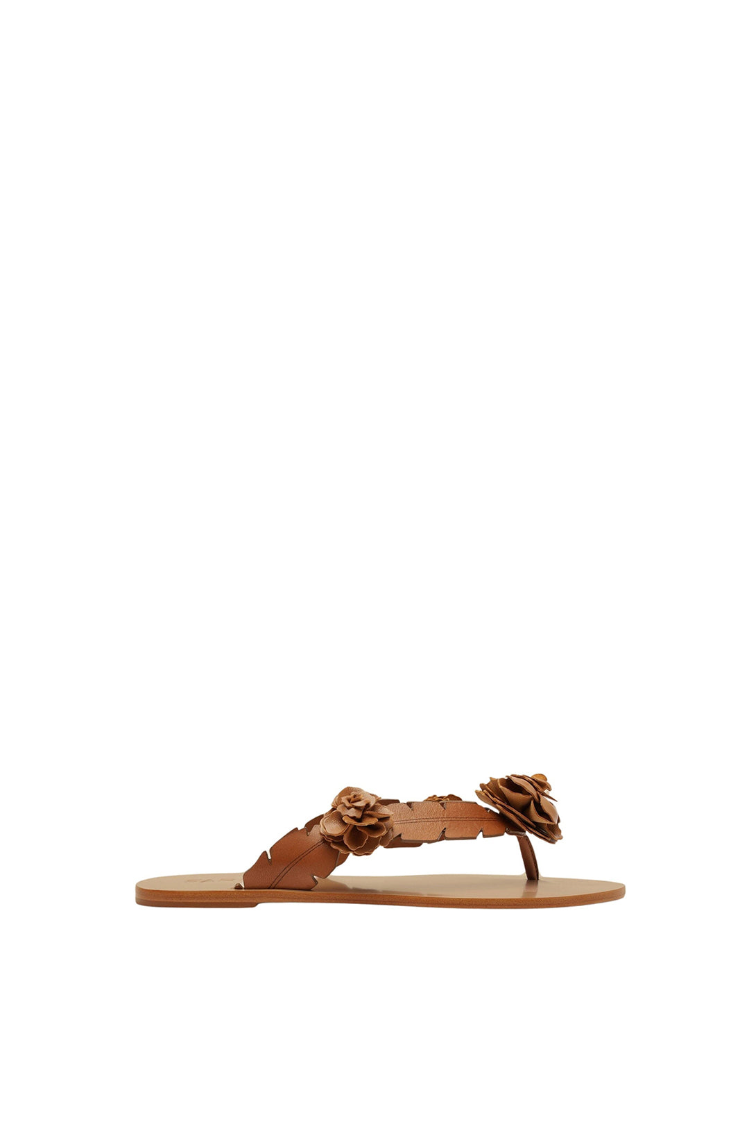 Blooming flat sandals in leather - Camel