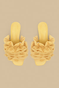 Sandales plates à volants en cuir - Jaune
