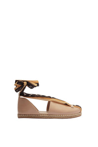 Sandales espadrilles à lacer en cuir - Rose