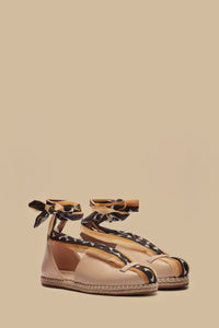 Sandales espadrilles à lacer en cuir - Rose