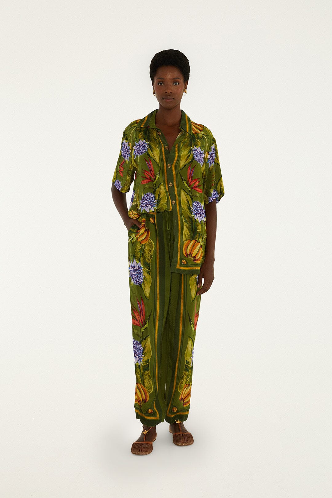 DIFFUSELY_Tropical Scarf Green Pantalon Homme - Tropical Scarf Green