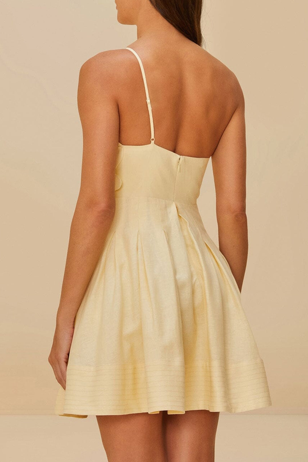 Robe courte asymétrique Lea en lin - Beige