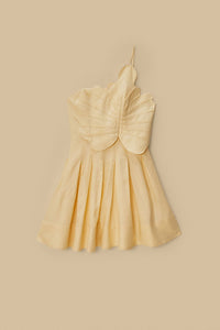 Robe courte asymétrique Lea en lin - Beige