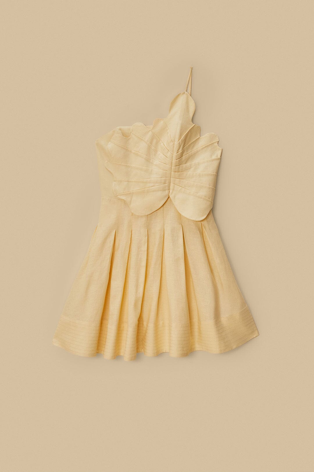 Robe courte asymétrique Lea en lin - Beige