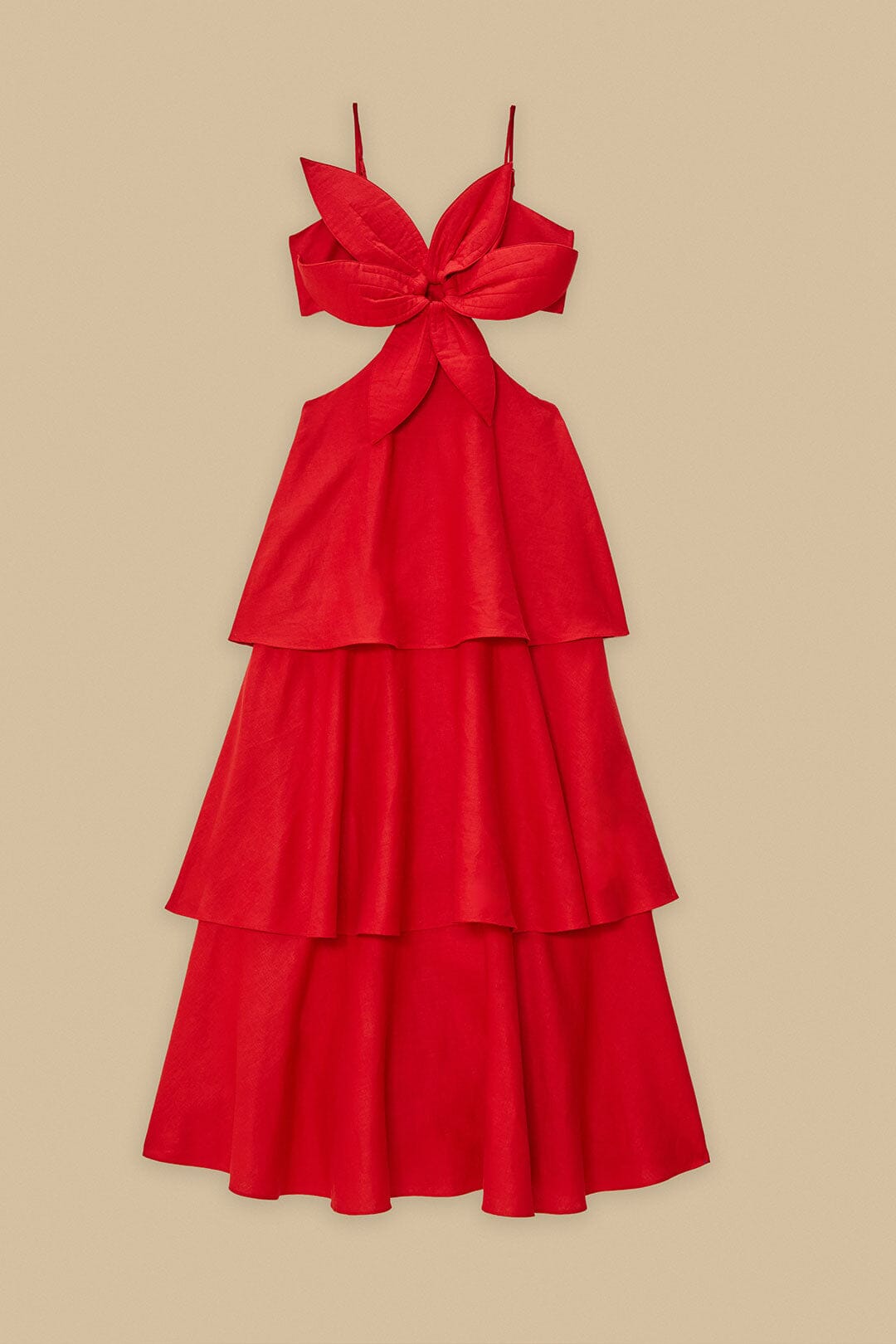 Robe longue Flower en lin - Rouge