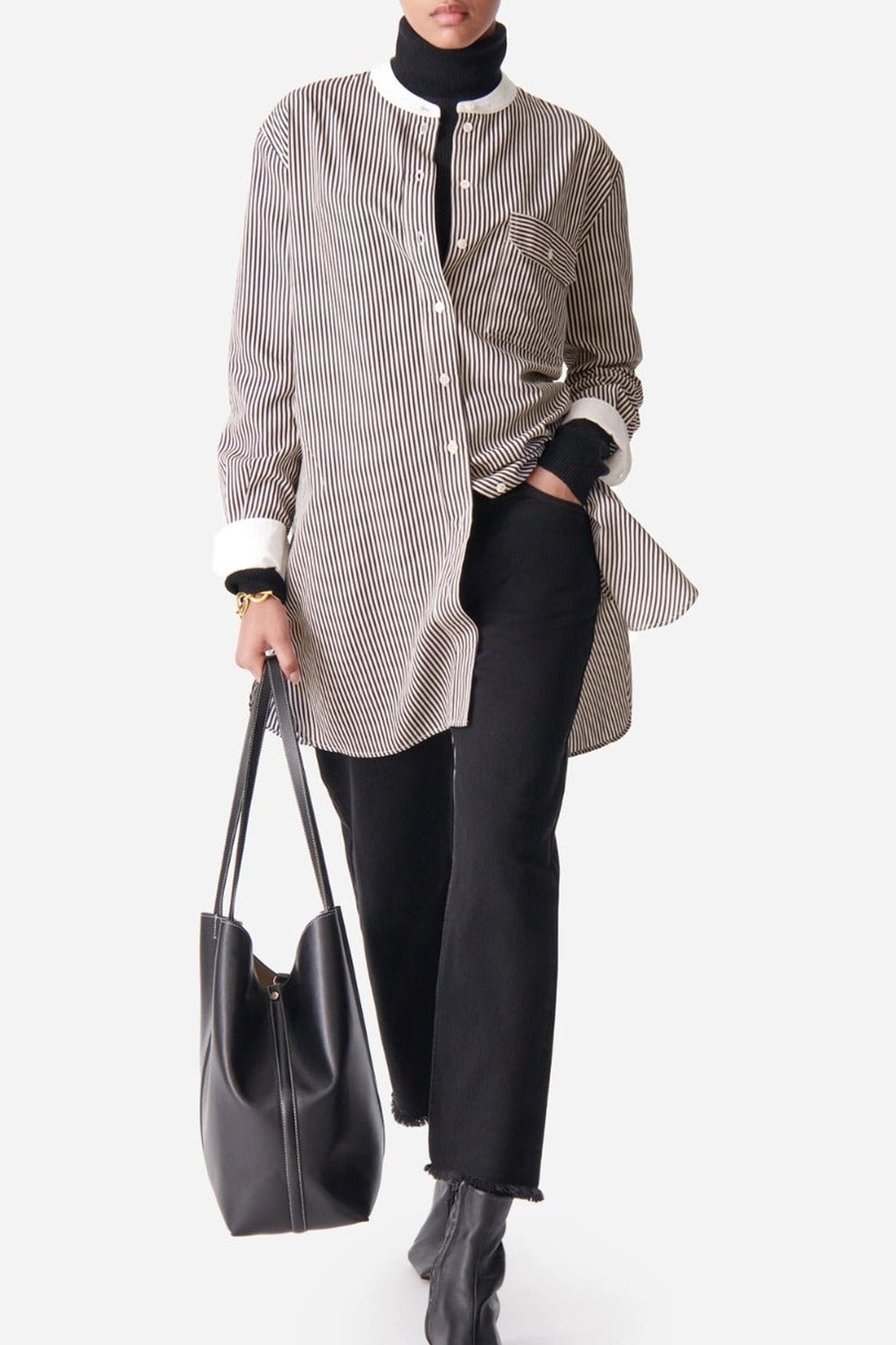 Robe courte Dao à rayures - Noir