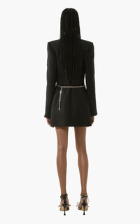 Short cut-out dress with rhinestone embellishments - Black