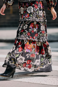 DIFFUSELY_Rococo Flowers Black Robe longue - Rococo Flowers Black