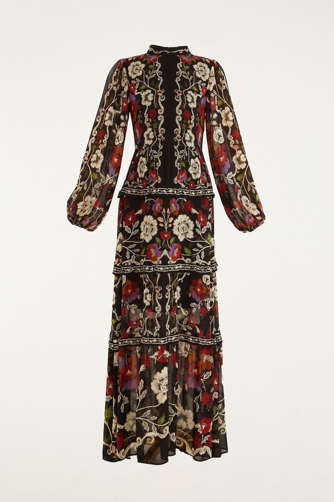 DIFFUSELY_Rococo Flowers Black Robe longue - Rococo Flowers Black