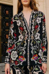 Chemise Rococo Flowers - Noir