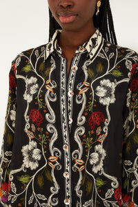 Rococo Flowers Black Chemise - Rococo Flowers Black
