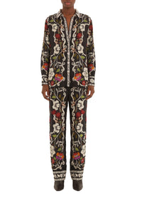 Chemise Rococo Flowers - Noir