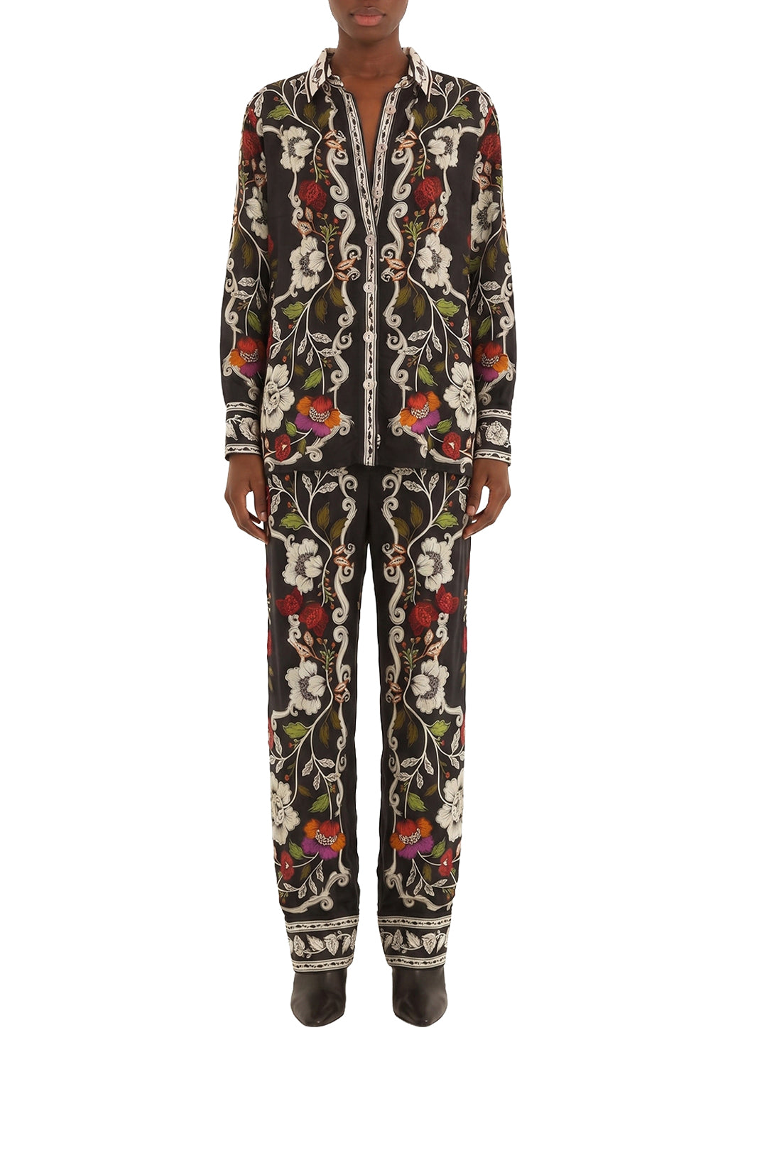 Chemise Rococo Flowers - Noir