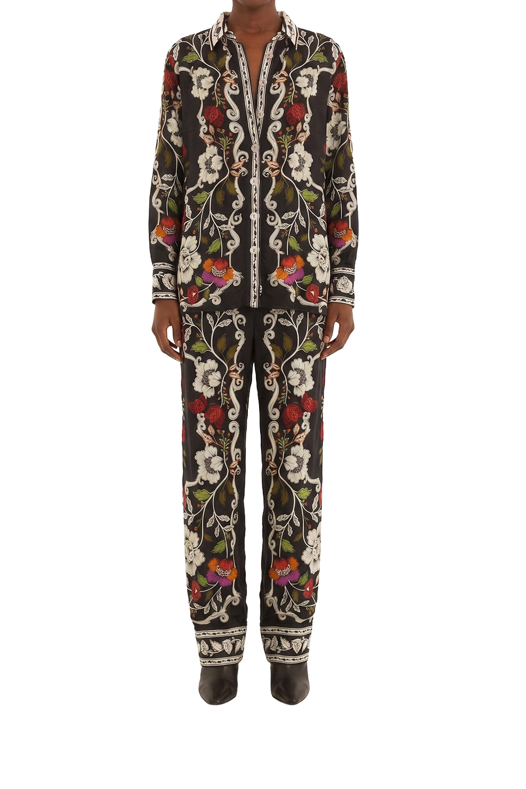 Chemise Rococo Flowers - Noir