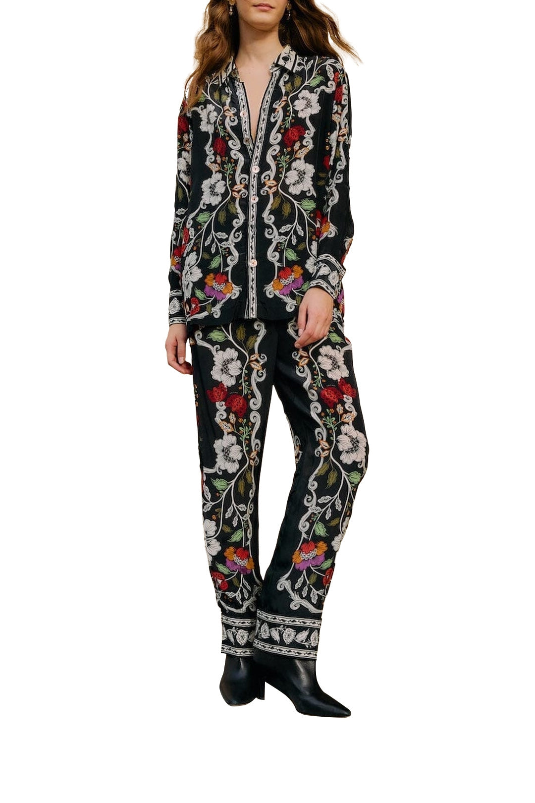 Pantalon Rococo Flowers - Noir