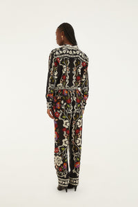 Rococo Flowers Black Pantalon - Rococo Flowers Black