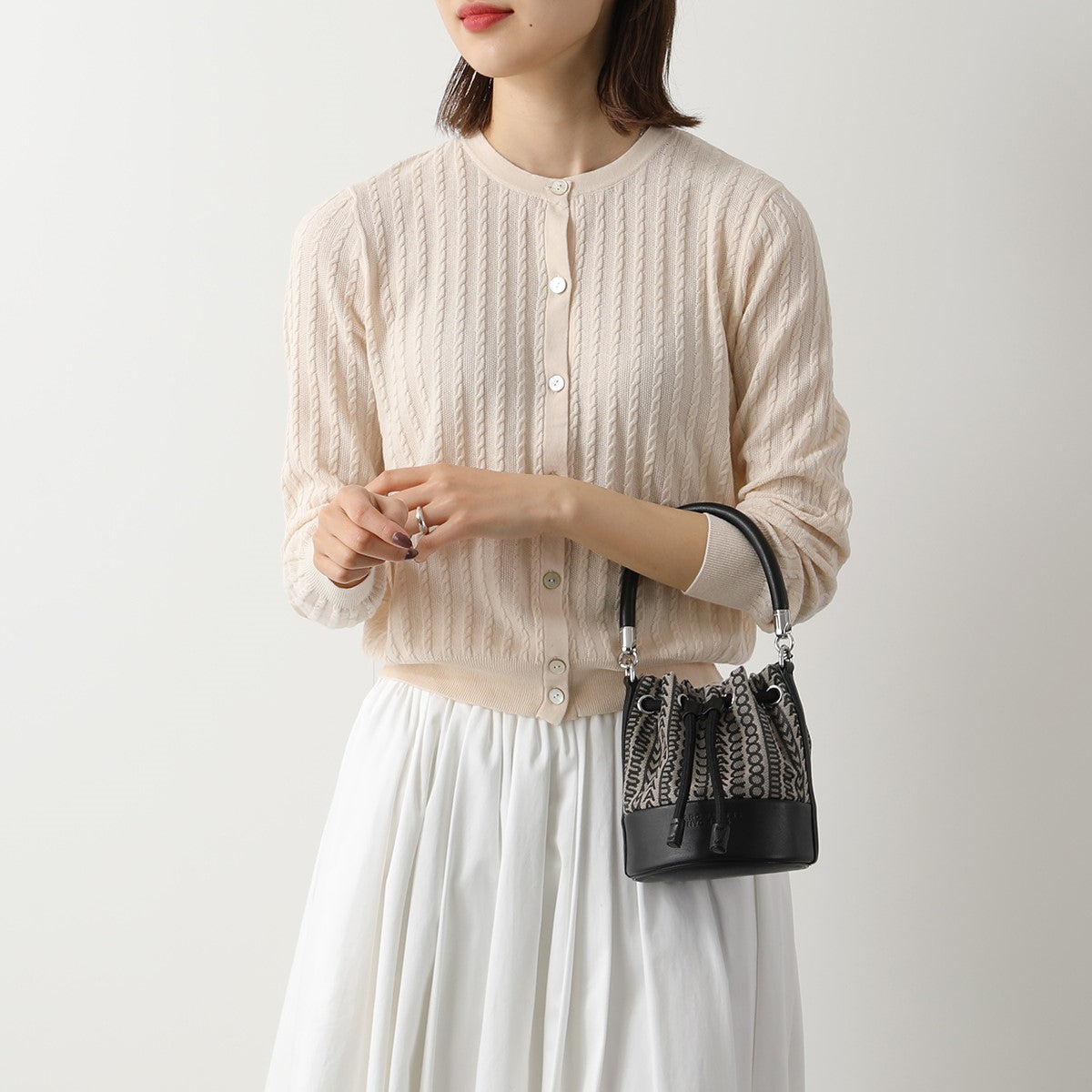 Mini sac godet The Bucket - Beige Multicolor