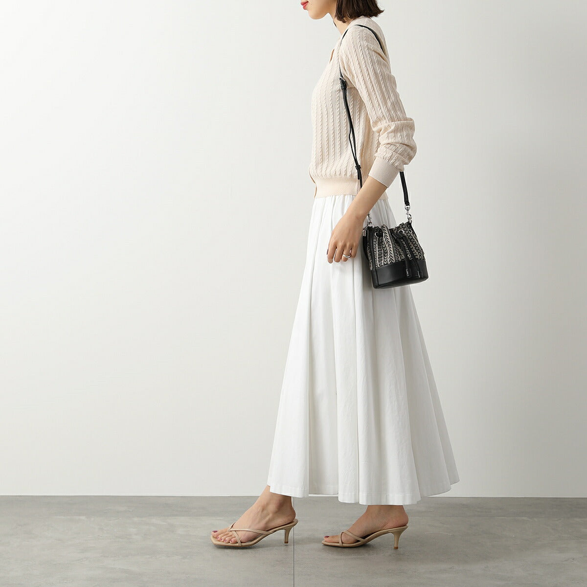 Mini sac godet The Bucket - Beige Multicolor