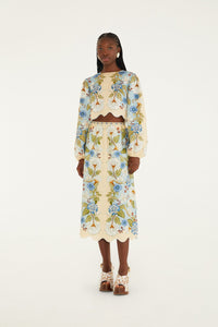 Garden Scarf Blue Jupe - Garden Scarf Blue