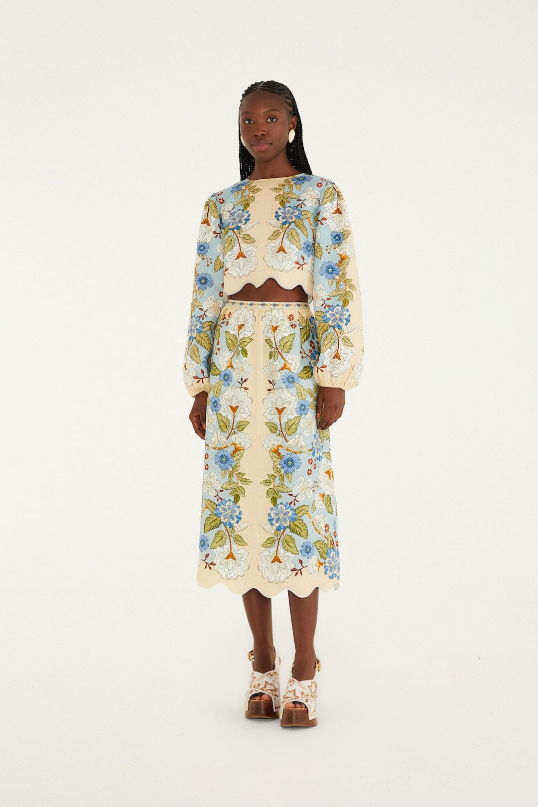 Garden Scarf Blue Jupe - Garden Scarf Blue