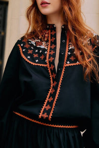 Chemise brodée - Noir